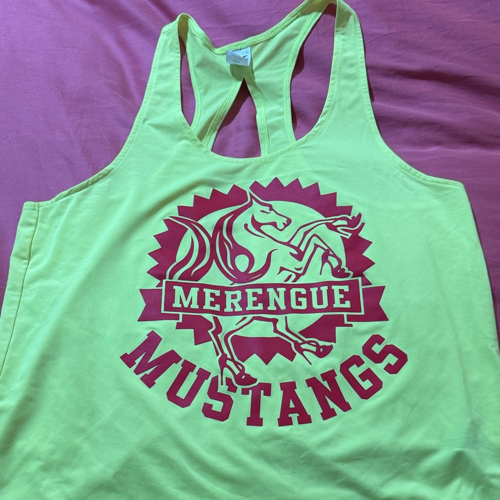 Zumba Neon Yellow Merengue Mustangs Tank Top